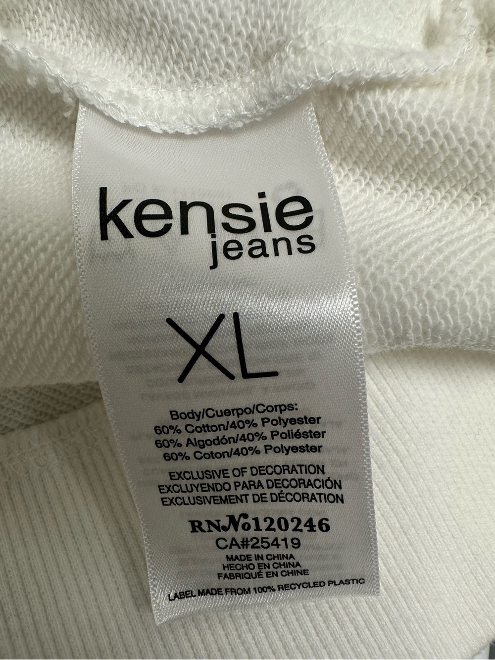 Kensie Jeans | White Eyelet Puff Sleeve Sweatshirt Top | XL Coastal Cottagecore - Picture 5 of 6